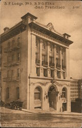 S.F. Lodge, No 3, B.P.O. Elks Postcard