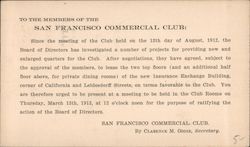 To The Members of the San Francisco Commercial Club Postcard