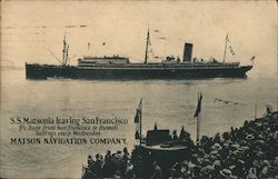 S.S. Matsonia Leaving San Francisco California Postcard Postcard Postcard