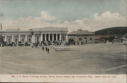 U.S. Naval Training School, Yerba Buena Island, San Francisco Bay. Sailor Boys at Drill. California Postcard Postcard Postcard