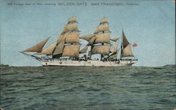 Foreign Man of War Entering Golden Gate Postcard