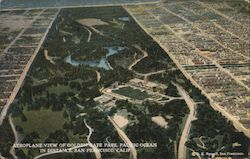 Aeroplane View of Golden Gate Park, Pacific Ocean in Distance Postcard