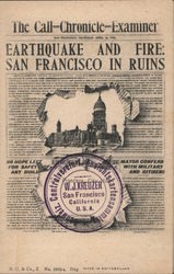 Earthquake and Fire : San Francisco in Ruins California Postcard Postcard Postcard