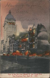 View of the Fire from Market St. and Grand Ave., April 18. - 1906 Postcard