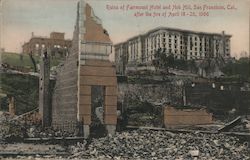 Ruins of Fairmount Hotel and Nob Hill Postcard