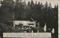 Refugees Keeping House Among the Tombstones in San Francisco Cemetery Postcard