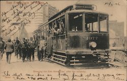 Running the First Street Car After the Calamity Postcard