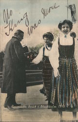 Rare: Roosevelt Visits Stockholm, 1910 Postcard