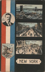 Scenes of New York and Picture of Theodore Roosevelt Postcard