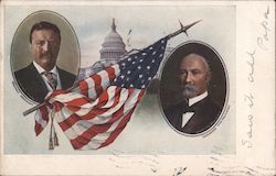 Oval Portraits of T. Roosevelt and C. Fairbanks / Capitol Building and American Flag Theodore Roosevelt Postcard Postcard Postcard