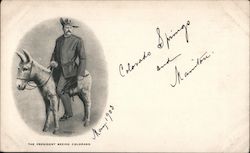 Oval Portrait of T. Roosevelt Riding a Burro / "The President Seeing Colorado" Theodore Roosevelt Postcard Postcard Postcard