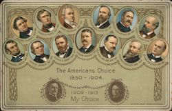 Oval Portraits of U.S. Presidents 1850 - 1904 and 1908 William Taft / James Sherman Ticket Theodore Roosevelt Postcard Postcard Postcard