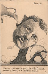 Political Drawing of Teddy Roosevelt Postcard