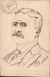 Hand Drawn Portrait of Theodore Roosevelt Postcard