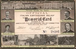 Official Italian Earthquake Relief Memorial Card Postcard