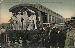 Teddy Roosevelt Conducting Whistle-Stop Tour of Panama Canal Postcard