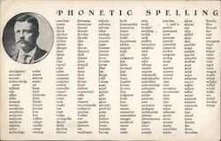 Circular Portrait of T. Roosevelt / Phonetic Spelling Guide Postcard