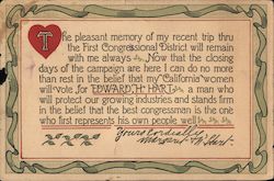 California Women Will Vote for Edward H. Hart Postcard