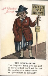 Rare: A Valentine Greeting. Votes for Skirts Postcard