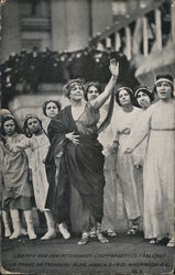 Liberty and her attendants (Suffragette's Tableau) Postcard