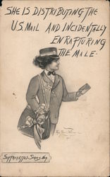 She is Distributing the U.S. Mail and Incidentally Enrapturing the Male Postcard