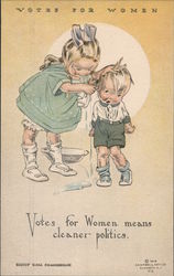 Votes for Women means cleaner politics. Postcard