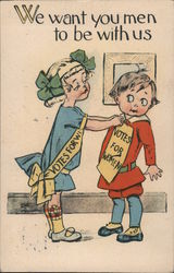 We Want You Men to be With Us Women's Suffrage Postcard Postcard Postcard