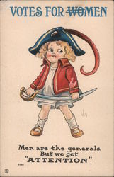 Young Suffragette w/ Sword in Tricorne Hat Postcard