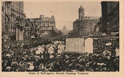 head of Suffragette Parade Passing Treasury Women's Suffrage Postcard Postcard Postcard