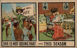 She is Not Doing That - This Season - A Women Standing in Front of a Voting Sign Postcard