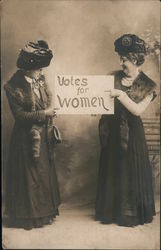 Votes for Women - Two Women Holding a Sign Postcard