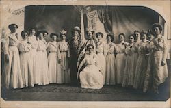 Group of Sufferagettes Posing With Flag Postcard