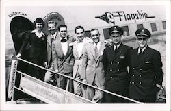 Frank Sinatra, Sid Caesar, and Others Boarding a Plane Postcard