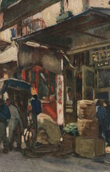 China Town, San Francisco from painting by Jules Pages Postcard