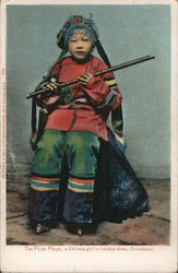 The Flute Player, a Chinese girl in holiday dress, Chinatown San Francisco, CA Postcard Postcard Postcard