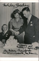 A Man and Woman Cutting a Wedding Cake San Francisco, CA Postcard Postcard Postcard