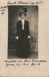 Woman Aunt Alma in a Large Hat Postcard