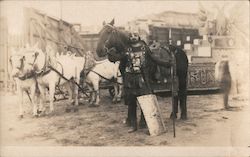 A Man Standing Next to a Horse Postcard