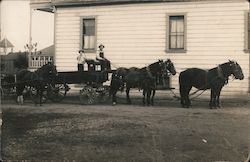 Two Men in a Horse Drawn Carriage Postcard