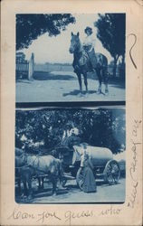 A Woman on Horseback - Two Women in a Carriage San Francisco, CA Postcard Postcard Postcard