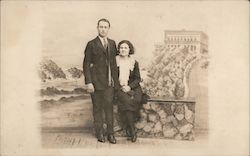 A Man and a Woman Posing on a Rock Wall San Francisco, CA Postcard Postcard Postcard