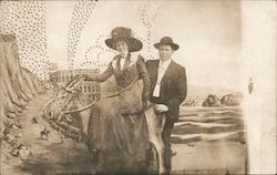 A Man and a Woman Posing with a Donkey, Cliff House San Francisco, CA Postcard Postcard Postcard