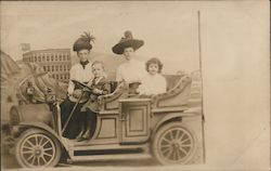 Two Women and Two Children Posing in a Car San Francisco, CA Postcard Postcard Postcard