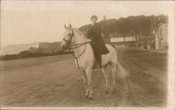 Woman on Horse, South of Cliff House Postcard