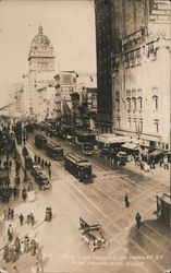 Four car tracks on Market St Postcard