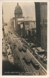 Four car tracks on Market St Postcard