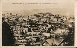 Birdseye View of San Francisco and Bay and Berkeley Hils Postcard