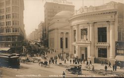 Market Street & O'Fahrell St. Savings Union Union Trust co. Postcard