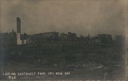 Looking Southwest from Van Ness AVe Earthquake Postcard