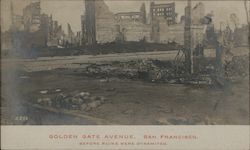 Golden Gate Avenue - Before Ruins Were Dynamited Earthquake Postcard